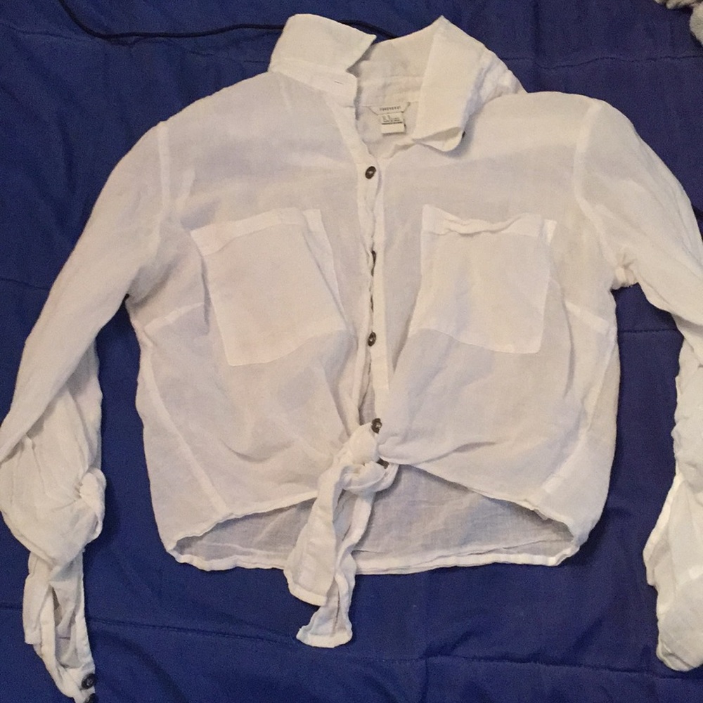 White cropped shirt